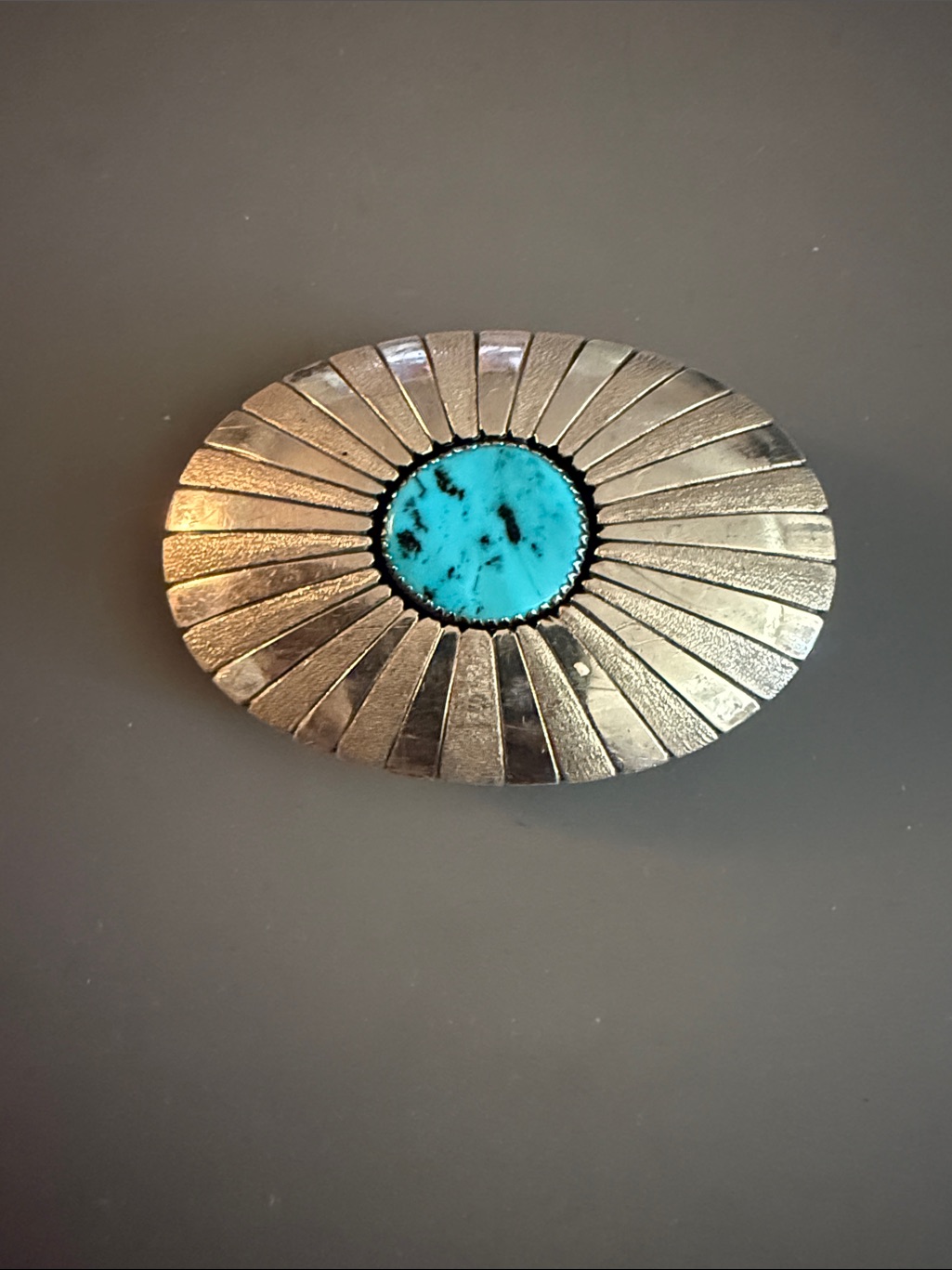 Vintage Signed Tn Southwest 925 Sterling Silver Belt Buckle W/Turquoise 34.27g